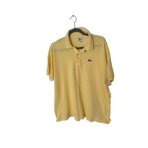 Lacoste Mens Yellow Pique Short Sleeve Collared Casual Golf Polo Shirt Size 7